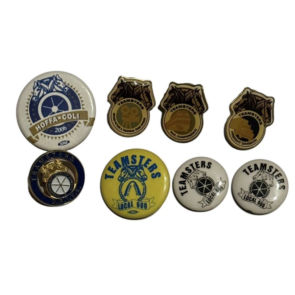 Union‎ Teamster VTG Pins (8) Hoffa Coli Local 600 Freight Theatrical Division